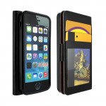 Wholesale iPhone 5S 5 Slim Flip Wallet Case (Brown - Black)